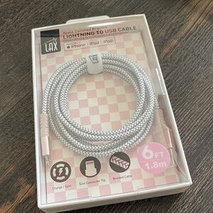 LAX Braided Lightening to USB Cable 6 Feet (see photos for compatability)